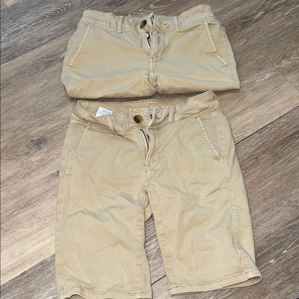 Tan Casual Shorts with Textured Fabric and Relaxed Fit